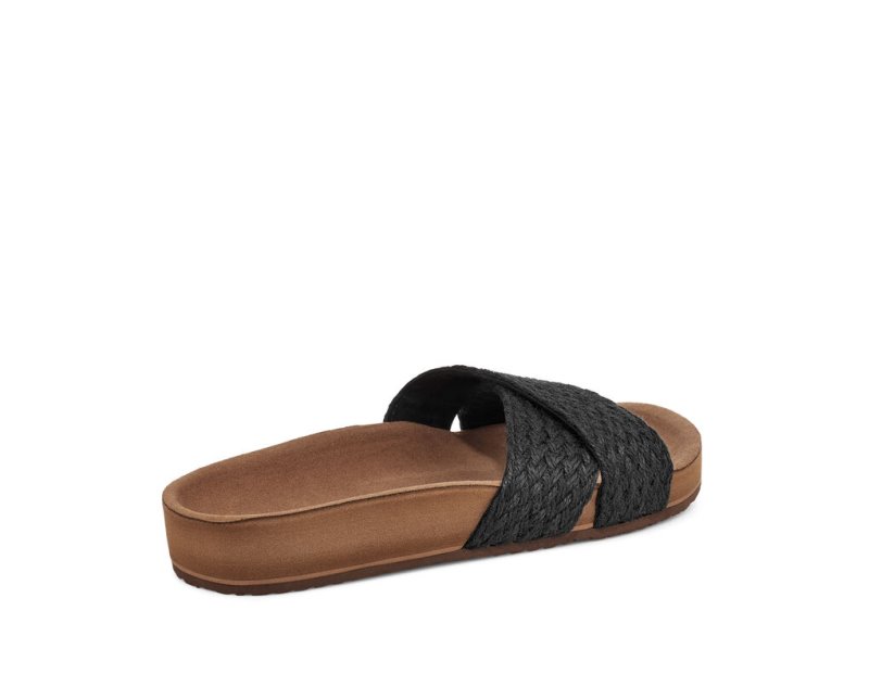 Sanuk She Cruzy Jute Vegan Slide Women's Sandals Black | Canada 93BEX